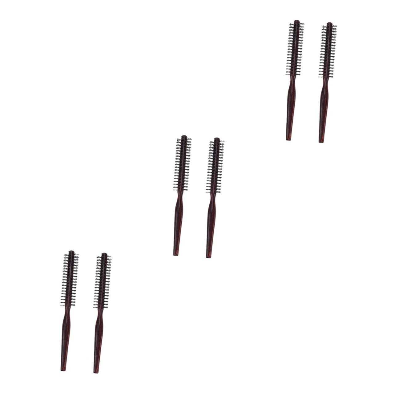 6 Piezas Peine Rizador De Madera De Peral Peine Redondo De Madera Peine Rodante Cepillos Para El Cabello Cerdas Naturales De Jabalí Peine De Madera Secado Rápido Cepillo De Cerdas