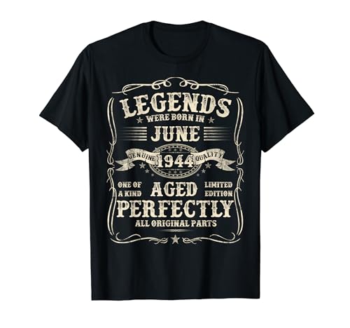 Junio 1944 Vintage 80 cumpleaños regalos para hombres 80 años Camiseta
