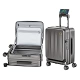 [New Trip] スーツケース キャリーケース フロントオーポン 片開き PC100% 拡張機能付き 機内持ち込み キャリーバッグ USBポート付き ストッパー付き スマホスタンド 隠しフック 軽量 大型 S/M/Lサイズ 耐衝撃 ファスナータイプ 静音ダブルキャスター TSAロック 海外 旅行 ビジネス 出張 （ガンブラック、Sサイズ/機内持ち込み/1～3泊）