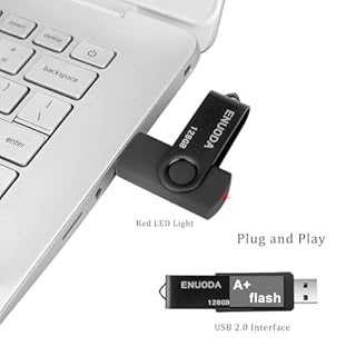 ENUODA Memory Stick 128GB USB 2.0 Flash Drives Swivel Design Storage Thumb Drive Pen Drive (Black)
