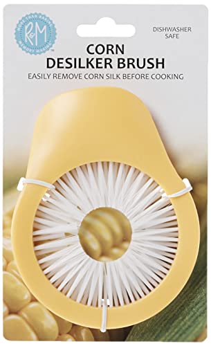R&M International Corn Cob Desilking Brush, Standard, Yellow, Carded #TOP1