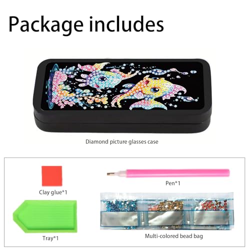 Image of 5D Diamond Painting Eyeglass Case for Adults, DIY Rhinestone Crystal Diamond Art Eyeglass Holder, Handmade Goldfish Sunglass Storage Box, Art Craft Gift for Adults, Travel Eyewear Case