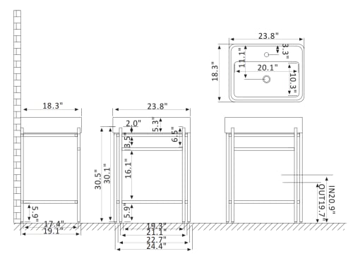 Alphaucet 24 Inch Vanity With Sink, Pedestal Sink Storage Cabinet, Vessel Sink Bathroom Vanity, Small Bathroom Vanity With Console Sink #TOP5