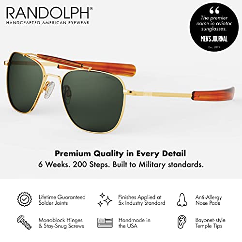 Image of Randolph Eyewear Aviator Sunglasses for Men & Women - Aviator II Non-Polarized & Polarized, 23k Gold UV Protection Sunglasses
