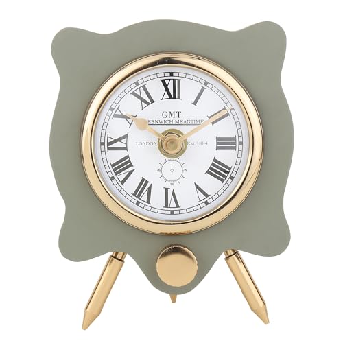 Image of Decor de Maison Brings Handcrafted Pixel Pulse Table Clock for KidsRoom, Room, Bedroom, Study Table, Office Desk | Classic Non-Ticking Tabletop Battery Operated Analog Desk Clock in Green (11x8x14cm)