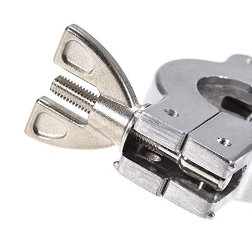 Image of uxcell Aluminum Vacuum Clamp 90mm X 60mm KF50 Single Pin Clamp Wing Nut W Center Ring for Ferrule TC