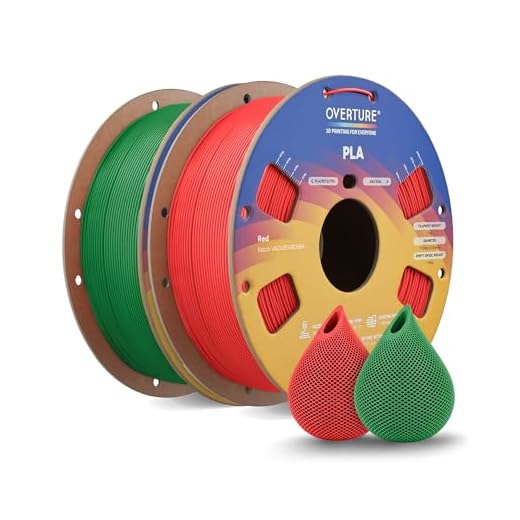 OVERTURE 2KG Bundle High Speed PLA Filament 1.75mm, Neatly Wound 3D Printer Filament 2 Pack 1kg Spool (2.2lbs) Rapid PLA, Fit Most FDM 3D Printers (Red+Green)