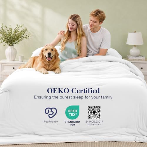 Image of MUXHOMO Cooling Comforter Set Full Size, Lightweight Summer Comforter for Hot Sleeper, Reversible Bedding with ICY Cooling Surface, Includes 1 Comforter (82 inchx86 inch) and 2 Shams (20 inchx 26 inch), White