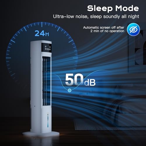 Evaporative Air Cooler, 3-in-1 Portable Air Conditioners for Room, 4 Modes 3 Speeds, Fast Cooling Portable AC Unit/24H Timer, Remote Oscillating Tower Fan, Quiet Swamp Cooler for Bedroom Office by MELOPHY - Image 5