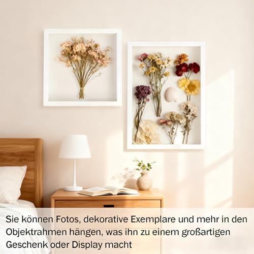 Bilderrahmen zum Befüllen, Tiefer Bilderrahmen zum Befüllen 30 x 30 cm, mit Transparente Acrylplatte, 3D Objektrahmen Tiefer 3cm, Tiefer Rahmen Hölzern, für Hochzeitsgeschenk, Schwarz