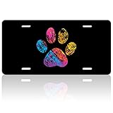 Colored Dog Paws License Plate Cover Animal License Plate Funny Pet for Car Decoration Vanity Tag St