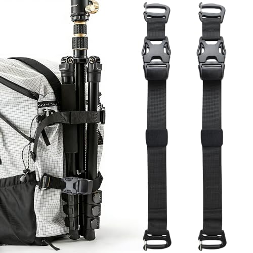 FANASY Tactical Molle Backpack Straps Set, Tie Down Straps Adjustable Nylon Attachment Strap Accessories for Gear & Rucksack (2pcs Black)