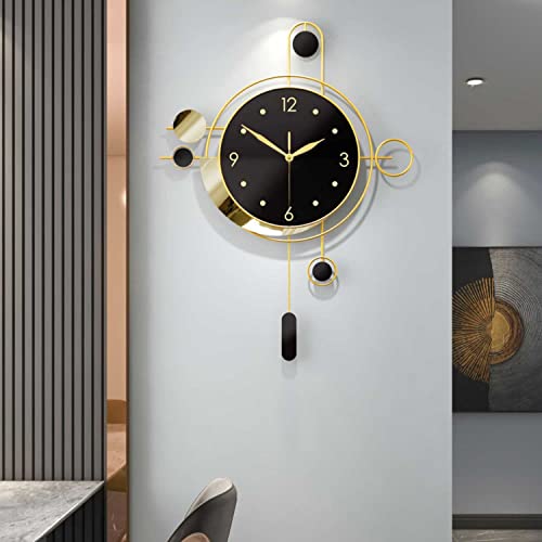 Wanduhren mit Pendel Modern Wohnzimmer Wanduhr, Wanduhr Ohne Tickgeräusche, Moderne Goldplatte aus Metall Dekoration Wanduhr für Küche Büro Cover