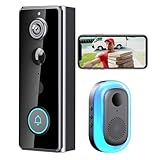 Video Timbre Inteligente 2K, Timbre Inalámbrico Recargable, con Cámara, Visión Nocturna, Audio Bidireccional, Vista...