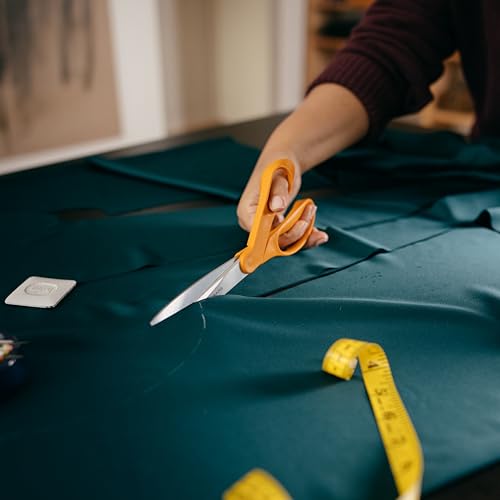 Image of Fiskars 9-Inch Bent Dressmaker Shears, Orange, Stainless Steel Blades for Fabric Cutting, Ergonomic Handle for Comfort and Precision