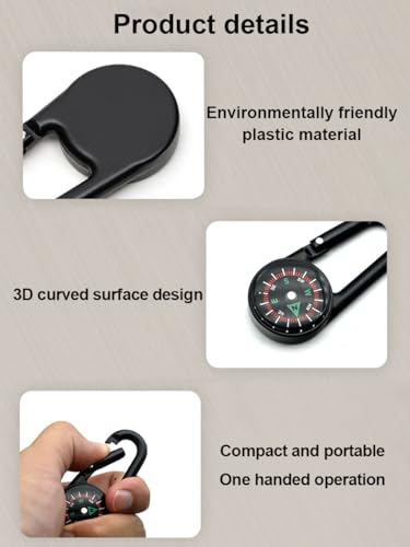 Brújula compacta impermeable para senderismo negro miniatura 5