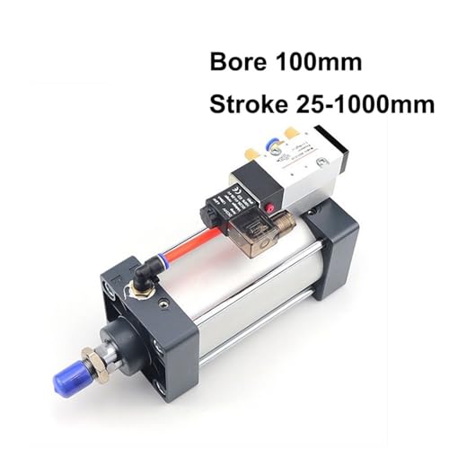 Vérin pneumatique robuste alésage 100 mm à électrovanne intégrée longue course