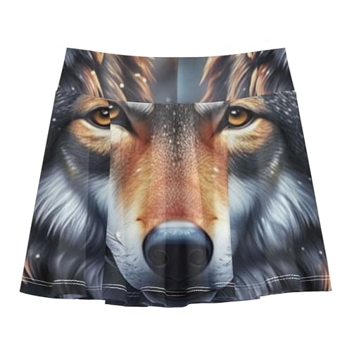 Majestic Grey Wolf Wild Winter Athletic Shorts Girls Skorts Kids Tennis Skirts Print Little Girl 3t2