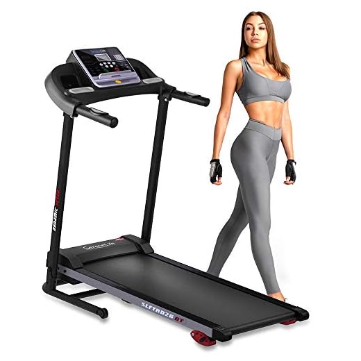SereneLife Folding Treadmill - Foldable Home Fitness Equipment with LCD for Walking & Running - Cardio Exercise Machine - 4 Incline Levels - 12 Preset or Adjustable Programs - Bluetooth Connectivity