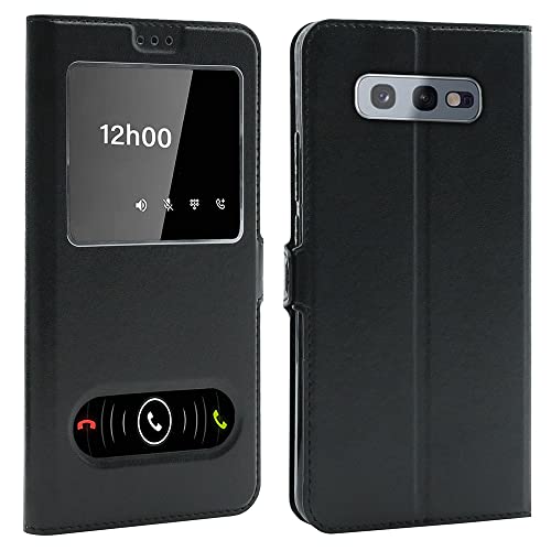 CEKA Tech Etui Coque Housse avec FENETRES pour Samsung Galaxy S10e (5,8 Pouces) - Plusieurs Couleurs Disponibles pour (Samsung S10e) - Noir