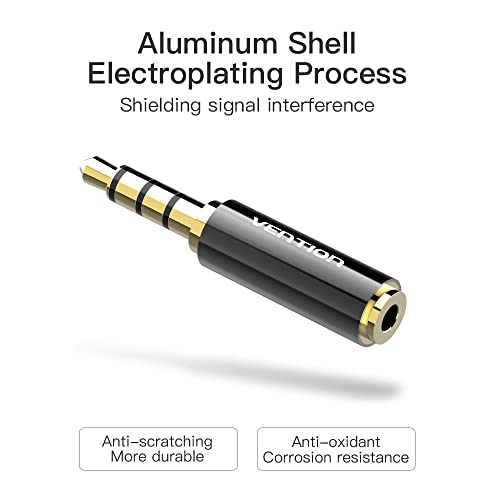 Vention Gold Plated 2.5Mm Female Jack To 3.5Mm Male Jack Stereo Full Metal Earphone Audio Headphone Adapter Connector Converter Support Mic Function (2 Pack) #TOP5