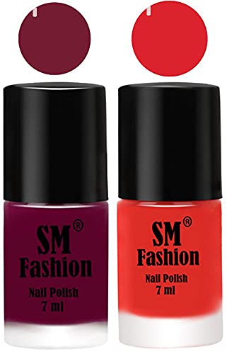 Image of Long Lasting Nail Polish | Nail Paint Combo 7 ml Each) - Set of 2 Mulberry-Candy Orange