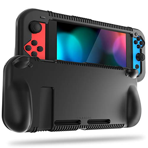 FINTIE Silicone Case Compatible with Nintendo Switch – Soft [Anti-Slip] [Shock Proof] Protective Cover with Ergonomic Grip Design, Drop Protection Grip Case (Black)