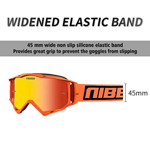 Nibbi Motorcycle Goggles,Uv Protection Dirt Bike Goggles,Anti Fog Racing Motocross Glasses - Mx Eyewear(Orange) #TOP3