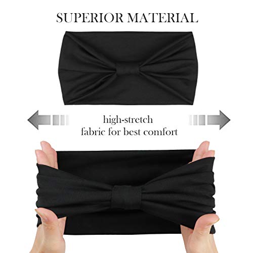 Image of DRESHOW 4 Pack Turban Headbands for Women Wide Vintage Head Wraps Knotted Cute Hair Band Accessories