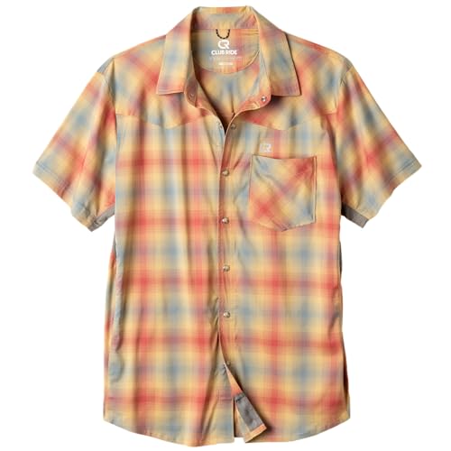 Club Ride Apparel New West Men’s Cycling Shirt, Lightweight Moisture Wicking Performance Bike Top with Stretch Fabric and UPF Sun Protection - Khaki Red - X-Large