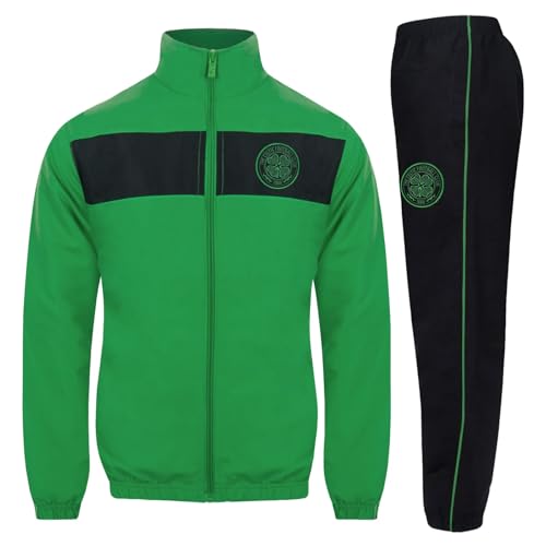 Celtic FC Official Football Gift Boys Tracksuit Set Black Green 8-9 Years
