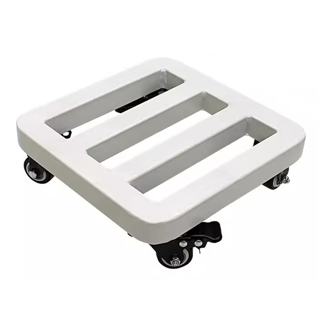 Support à plantes en métal blanc 25 cm carré à roulettes pour pot de fleur