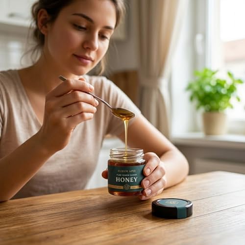 Image of Aurum Apis Raw Yemeni Sumar Honey, 100% Raw Unfiltered Pure Honey, Hand Harvested Organic Honey, Non-GMO, Unprocessed Certified Organic Honey from Sumar Tree, Rich Flavor & Aroma (130g)