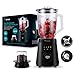ARIVA Standmixer 1000W mit 1,5L Glasbehälter & Kaffeemühle, Smoothie Maker & Ice Crusher mit LED-Touch-Display, 6 Edelstahlklingen, Auto-Clean, Mixer für Shakes & Suppen, Schwarz