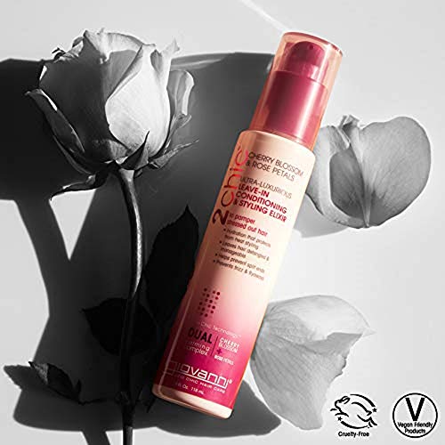 Giovanni 2Chic Ultra-Luxurious Leave-In Conditioning & Styling Elixir, 4 Oz. - Cherry Blossom & Rose Petals, With Aloe Vera, Smooths Curly & Wavy Hair, Enriched, No Parabens, Color Safe #TOP3