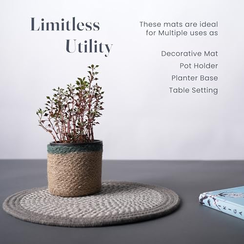 The Fine Living Braided Cotton Placemats, Round Table Mats, Set of 6,13.5" by The Fine Living Company - Used condition - Image 6