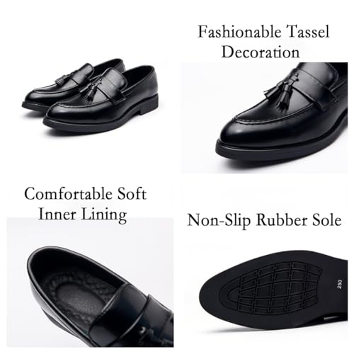 Men's Leather Tassels Slip-On Loafers Classic Penny Flats Smoking Loafers for Business Casual Dress Prom Party3