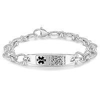 Theluckytag Medizinisches Notfall-Halsband für Damen und Herren – 48,3 cm medizinisches Halsband mit eingraviertem QR-Code, medizinische ID-Halskette – mehr Platz, individuelle