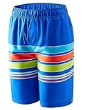 BARRACUDA BAY Boys Swim Trunks Quick-Dry w/Ultra Soft Jersey Lining Premium Eco Material UPF 50+ (Color: Coastal Stripes, Size: Large)