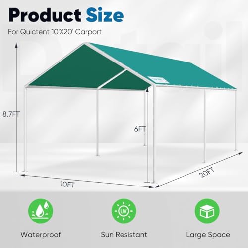 image for Quictent Heavy Duty 10x20 ft Carport Tent, Waterproof Outdoor Canopy S
