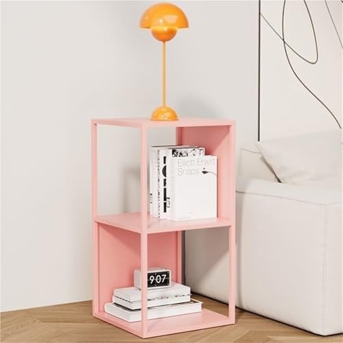 Modern Minimalist Side Table, 3-Tier Nightstand, Metal Accent Table, Open