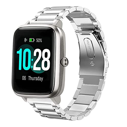 Vicrior Bands Compatible With 19Mm Id205L Veryfitpro Smartwatch Stainless Steel + Mesh Strap Bracelet Replacement Band For Id205L, Id205G Id205 Id205U Id205S, Silver #TOP2