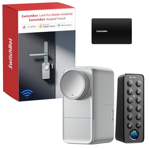 SwitchBot Cerradura Inteligente WiFi Pro con Teclado Táctil, Matter Over WiFi, Cerradura Electrónica con Batería Recargable, Desbloqueo vía App, Huella Digital, Alexa, Google, Compatible Apple Home