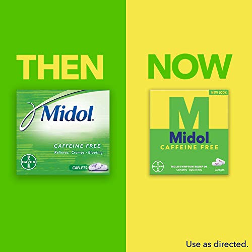 Midol, Caffeine Free, Menstrual Period Symptoms Relief Including Premenstrual Cramps, Pain, Headache, and Bloating, For Teens and Adults, Caplets, 24 Count