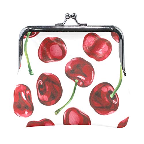 AJINGA Cherry Red Coin Purse Pumpkin Leather Coin Wallet Snap Closure Clutch Bag