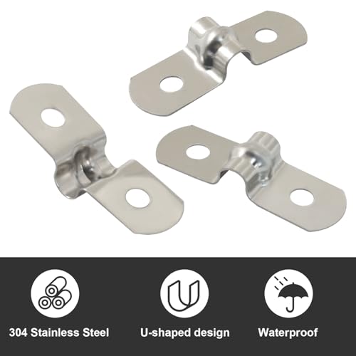 Image of 30PCS M5 1 /4 inch 304 Stainless Steel Rigid Pipe Strap | Heavy Duty U Bracket, Two Hole Cable Clamps, Secure Pipe, Tube & Wire Installation, Corrosion Resistant