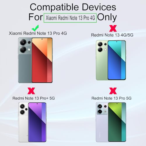 Image of Ibywind For Xiaomi Redmi Note 13 Pro 4G 6.67 inch, 2 Pack Screen Protector, 9H Hardness Tempered Glass[Military-Grade Protection],With 1Pc Camera Lens Protector,1Pc Back Cover,[Anti-Scratch][Anti-Shatter]