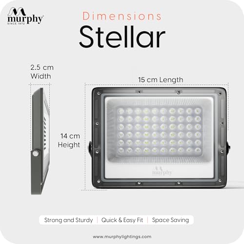Image of Murphy Stellar 30W LED Flood Light with Day-Night Sensor & Driver, Cool White 6500K, IP66 Waterproof, Outdoor Security & Landscape Lighting, BIS Approved, 2-Year Warranty - Pack of 3