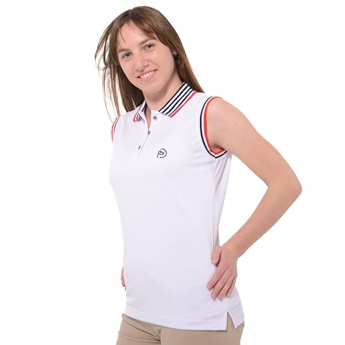 Polo de golf blanco de mujer para los días calurosos de torneo en el club
