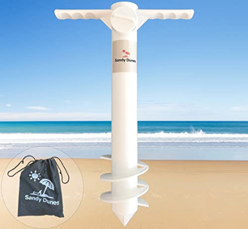 Sandy Dunes Beach Umbrella Sand Anchor | One-Size-Fits-All | Extra Strong, 3-Tier Screw To Withstand Tough Winds